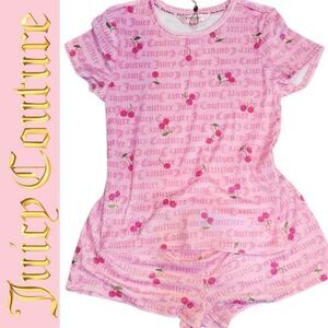 Juicy Couture Cherry Print Velour Pajama Set